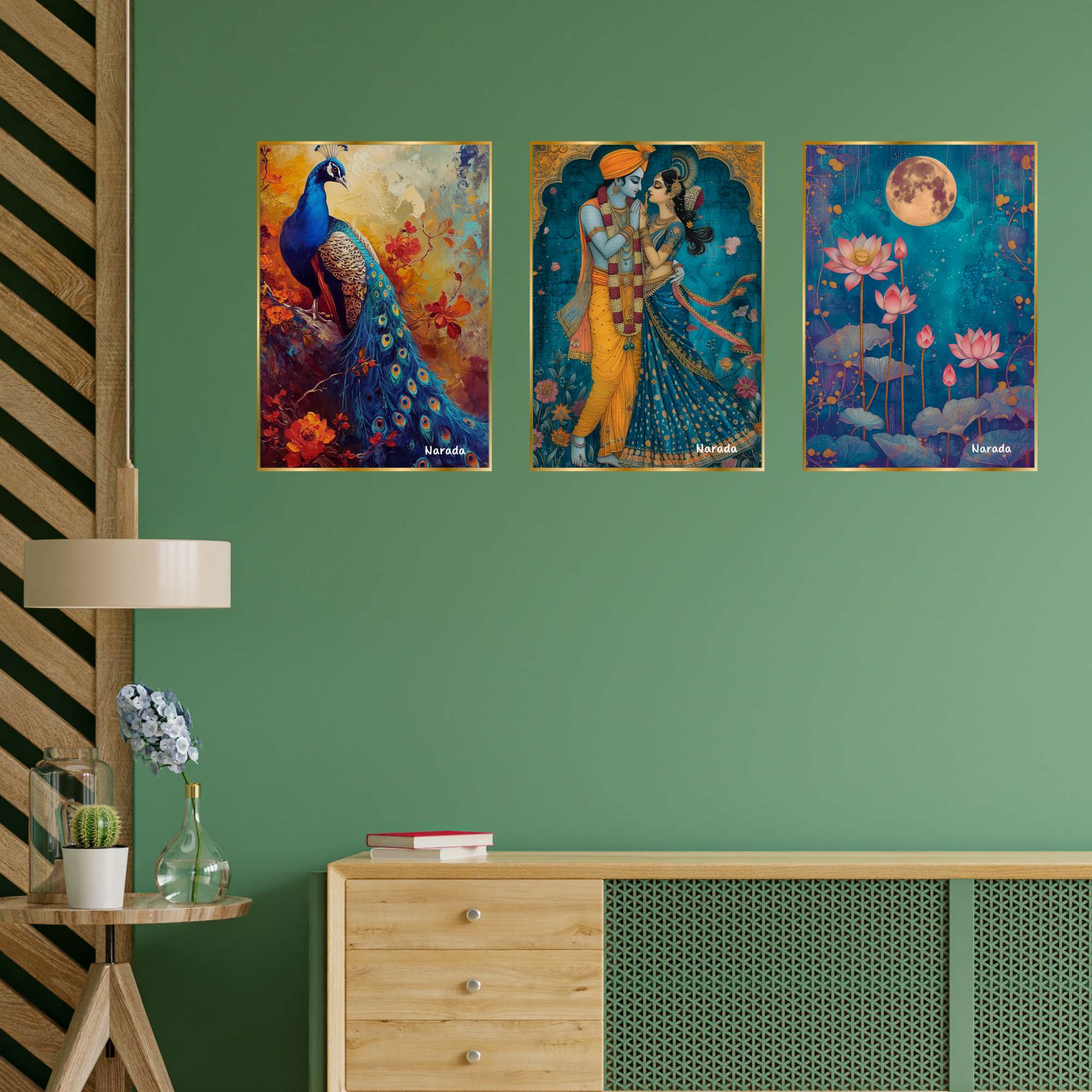 Set of Three Wall Paintings for Wall Dacoration Golden Framed Wall Paintings for Living Room & Bedroom Wall Art for Home Decoration & Office Wall Décor (24x18 inch CH-GD3-12) - Image 3