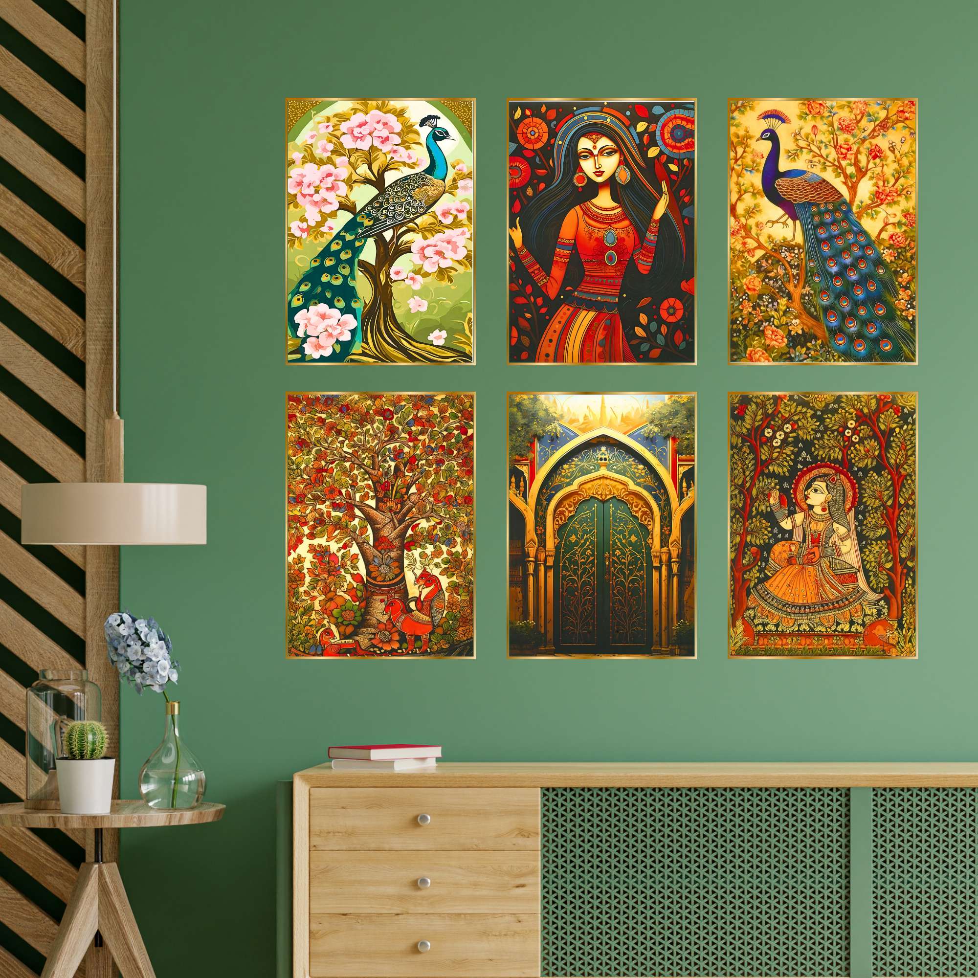 Set of Six Wall Paintings for Wall Dacoration Golden Framed Wall Paintings for Living Room & Bedroom Wall Art for Home Decoration & Office Wall Décor (17x13 inch CH-GD6-2) - Image 2
