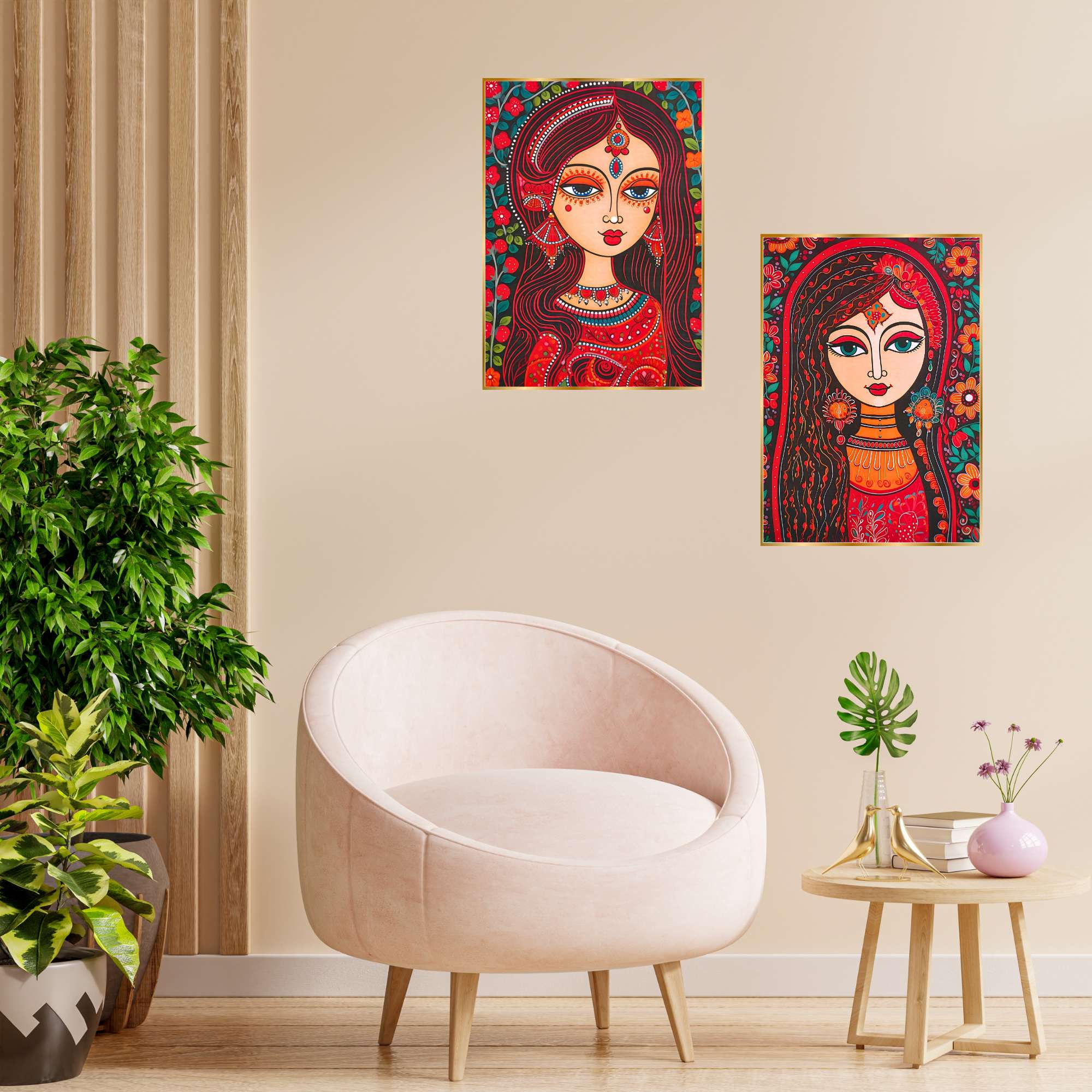 Set of Two Wall Paintings for Wall Dacoration Golden Framed Wall Paintings for Living Room & Bedroom Wall Art for Home Decoration & Office Wall Décor (14x11 inch CH-GD2-12) - Image 3